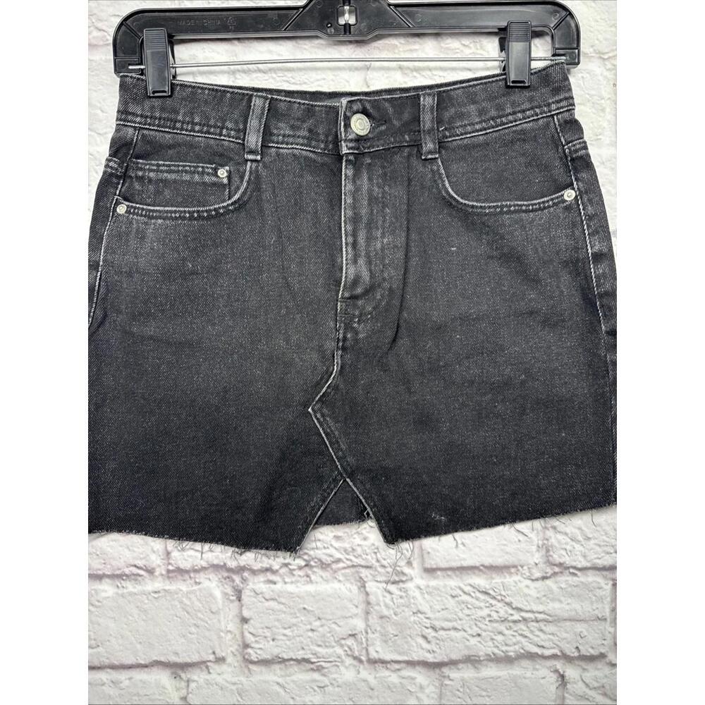 XS Zara Trafaluc Denimwear Black Denim Mini Skirt